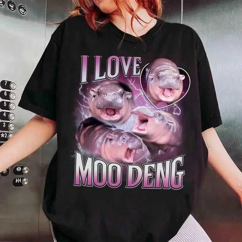 Moo Deng Shirt, I Love Moo Deng Shirt, Khao Kheow Open Zoo T-Shirt, Hippo Lover T-Shirt Hoodie, Sweatshirt