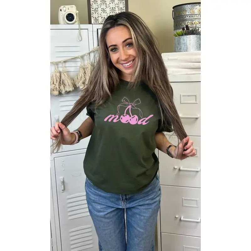 Mood Cherry Bow Graphic T-Shirt Hoodie Sweatshirt | PrintMintTees.com
