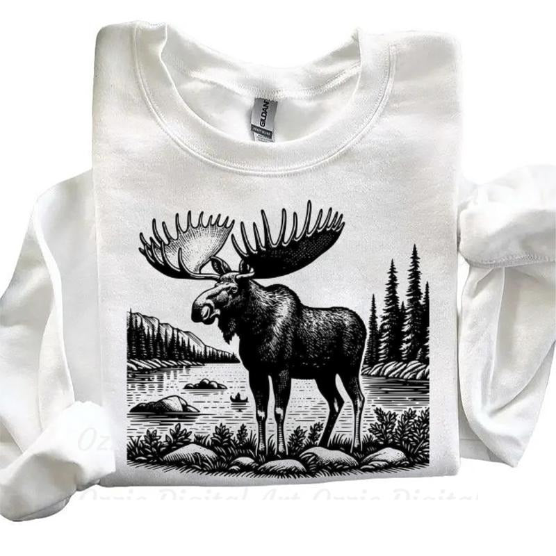 Moose Wild Animal Forest Sweatshirt Lake Unisex T-shirt Hoodie | PrintMintTees.com