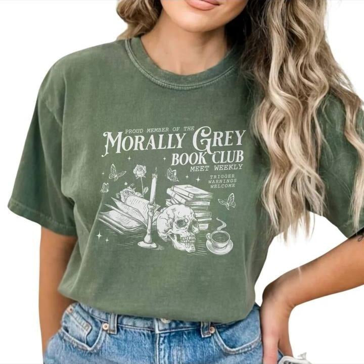 Morally Grey Book Club Shirt, Dark Romance T-shirt, Spicy Book Graphic Printed Tee, Book Lover And Reader Soft Fabric...