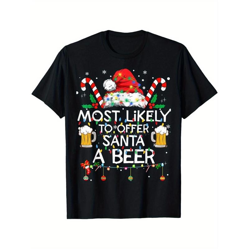 Most Likely To Offer Santa A Beer Funny Christmas Drinking men's T-Shirt made in usa Hoodie Sweatshirt | PrintMintTees.com