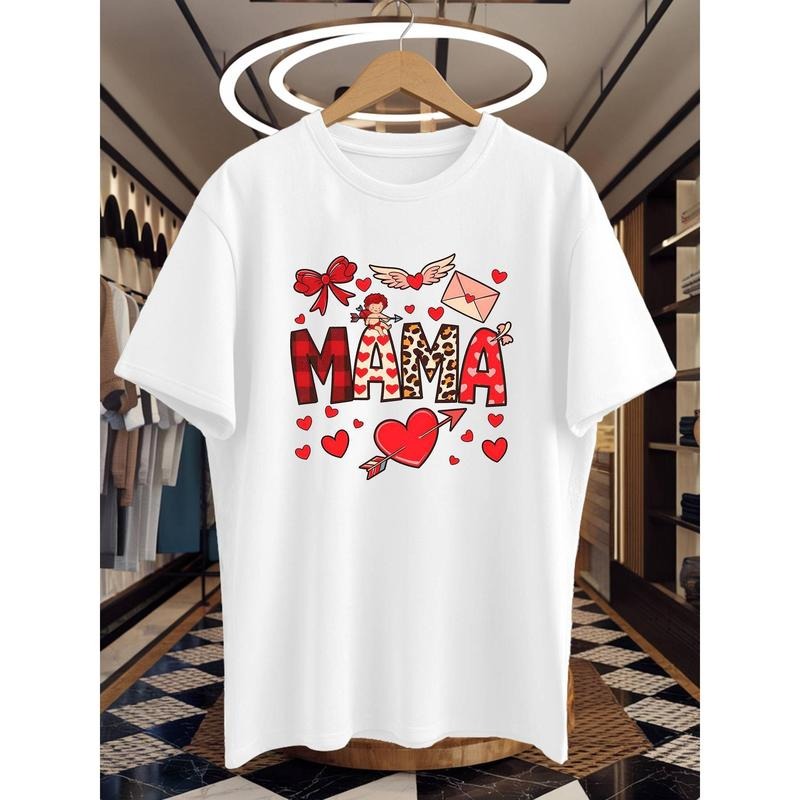 Mother's Day text pattern Mom's special emotion cultural style summer fashion short-sleeved T-shirt refreshing and...