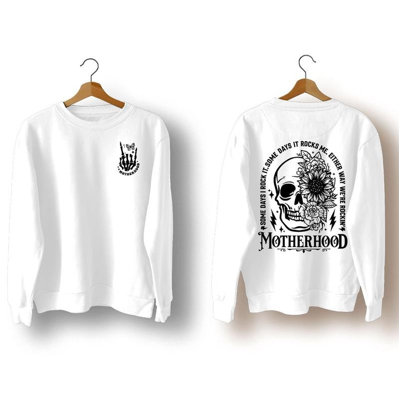Motherhood Double Sided Shirt Mom T Shirt Motherhood Skull Hand Butterflies Gildan Mother Tee Mom T-shirt Women TK43GD...