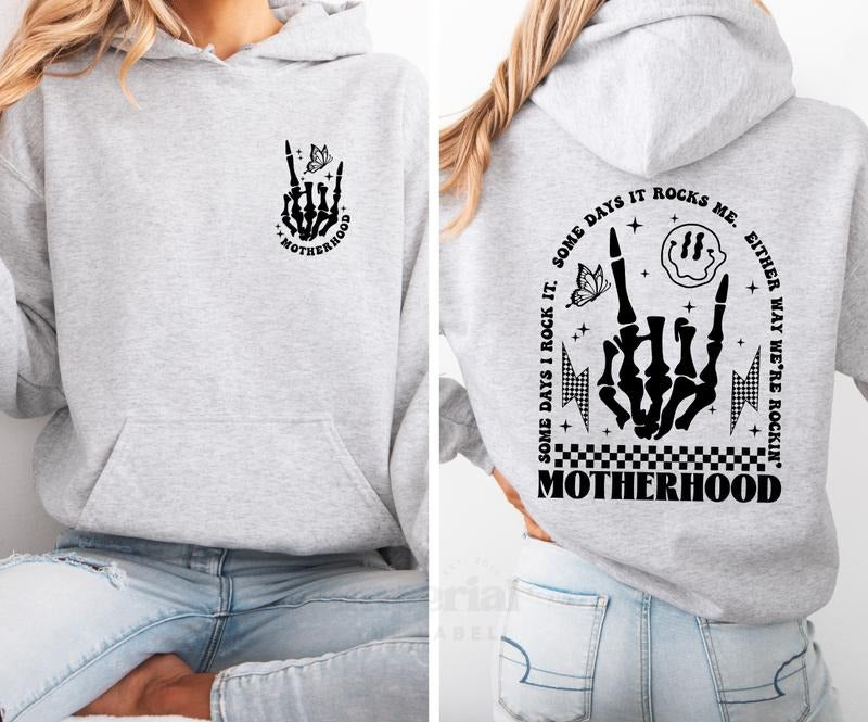 Motherhood Hoodie, Trendy Mom Life Apparel, Comfortable & Stylish Hoodie for Moms, Cute Graphic Sweatshirt for Mothers,...