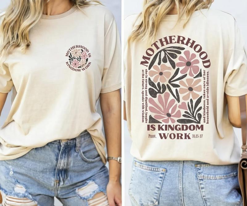Motherhood Is Kingdom Work Shirt, Mother's Day Shirt, Christian Mom Shirt, Mother Gift, Retro Christian Mom Shirt,...