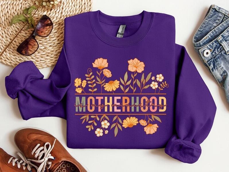 Motherhood Is My Ministry Sweatshirt, Christian Sweatshirt, Christian Gifts for Her Religious Apparel Homeschool Bible...
