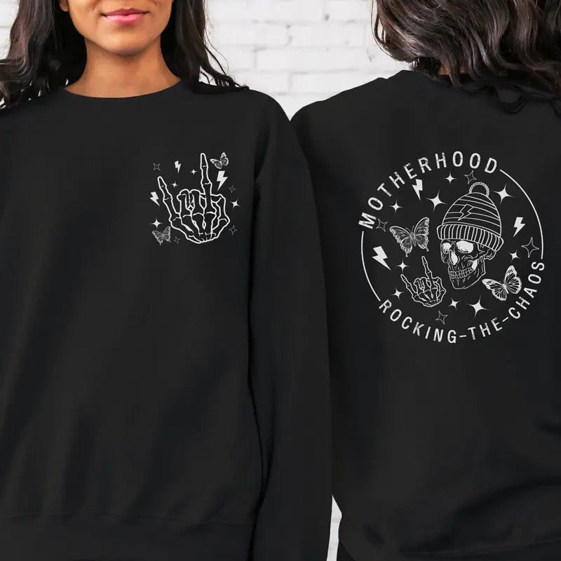Motherhood Shirt Rocking The Chaos Rocker Mama Cute Skeleton Tee Rocker Mom Shirts Rockin Shirts Motherhood Shirts Hoodie...