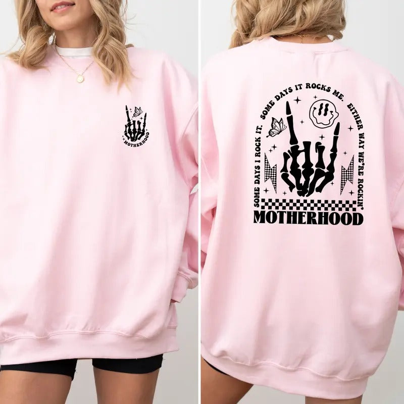 Motherhood Sweatshirt, Mom Sweatshirt, Mom Shirt, Front and Back Print Shirt Full Color Print Hoodie | PrintMintTees.com