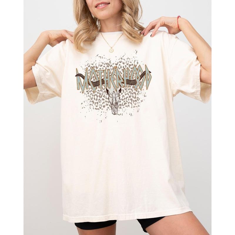 Motherhood Retro Rock Leopard Skull Western Country Bull Retro Vintage Shirt Comfort Color T-Shirts, Hoodie, Sweatshirt