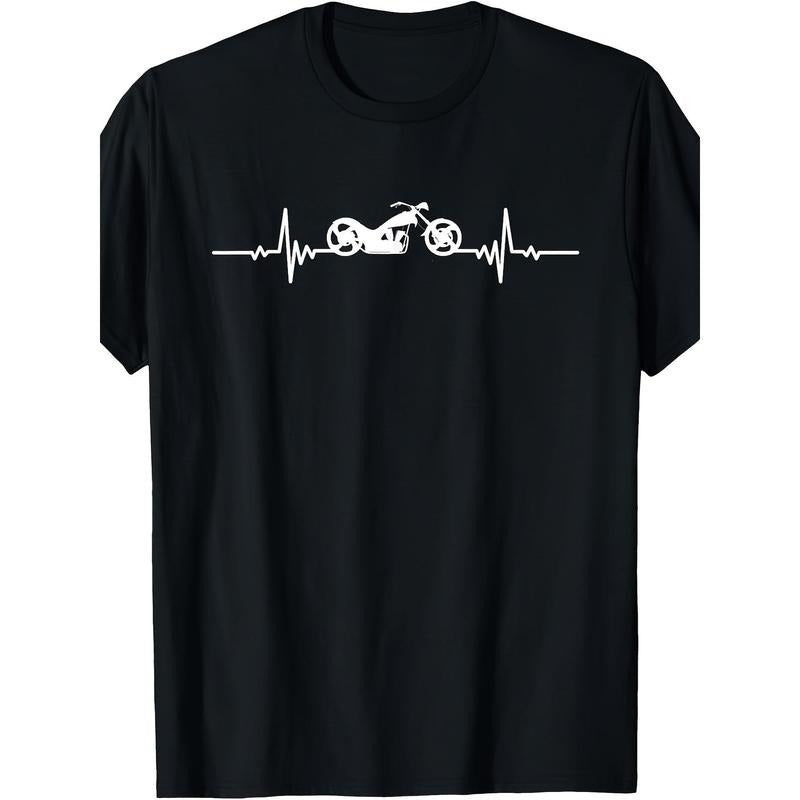 Motorcycle heartbeat ECG motorcycle T-shirt Made in USA Hoodie Sweatshirt | PrintMintTees.com