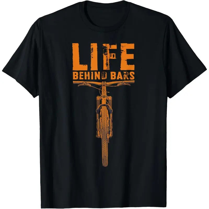 Mountain Bike T-Shirt: Life Behind Bars Funny Biking T-Shirt Made in USA Hoodie Sweatshirt | PrintMintTees.com