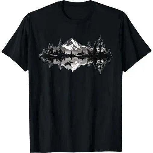 Mountain Landscape Reflection Forest Trees Outdoor Wildlife T-Shirt Made in USA Hoodie Sweatshirt | PrintMintTees.com