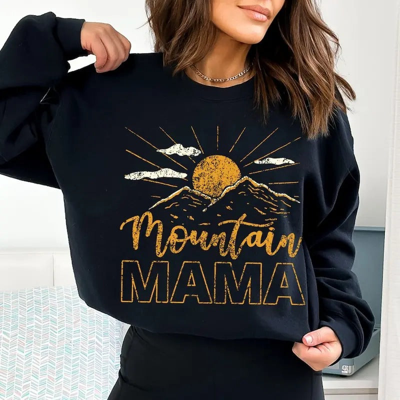 Mountain Mama Shirt,Camping Tee, Cute 70s ,Mountain Mama,Mountain Shirt,Mountain Mom Hoodie Sweatshirt | PrintMintTees.com
