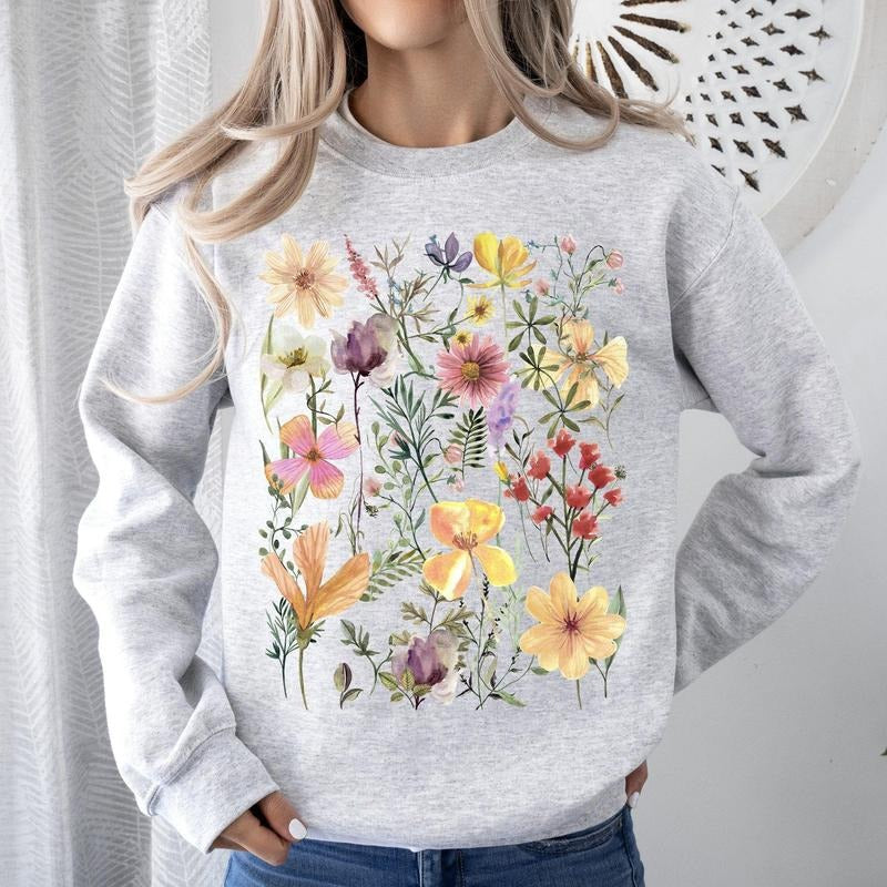 Mountain Meadow Pressed Flowers Sweatshirt Shirt Hoodie | PrintMintTees.com