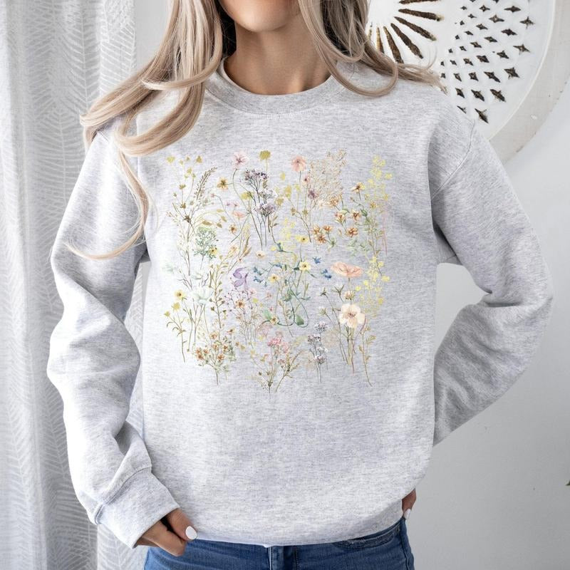 Mountain Pressed Wildflowers Sweatshirt Shirt Hoodie | PrintMintTees.com