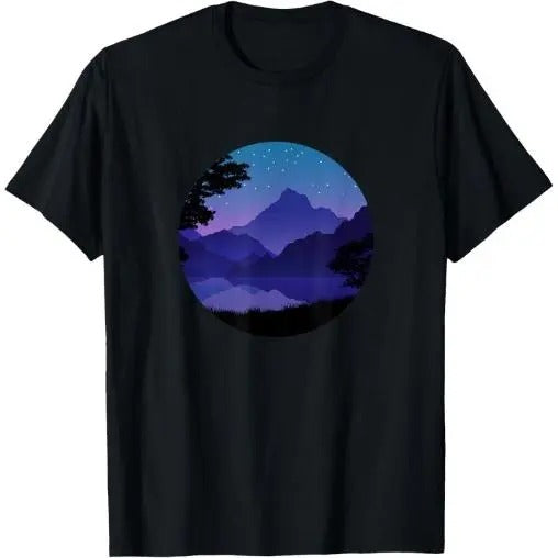 Mountain Silhouette Forest Lake Reflection T-Shirt Made in USA Hoodie Sweatshirt | PrintMintTees.com