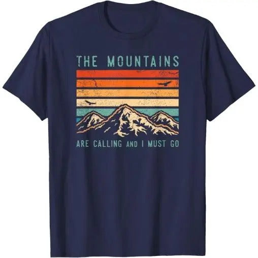 Mountains are Calling & I Must Go Retro Vintage 80s Mountain T-Shirt Made in USA Hoodie Sweatshirt | PrintMintTees.com