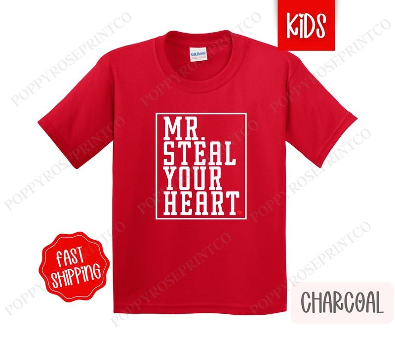 Mr. Steal Your Heart Kids Shirt - Valentine's Day Children's Tshirt - Youth Tee Gildan Hoodie, Sweatshirt | PrintMintTees.com