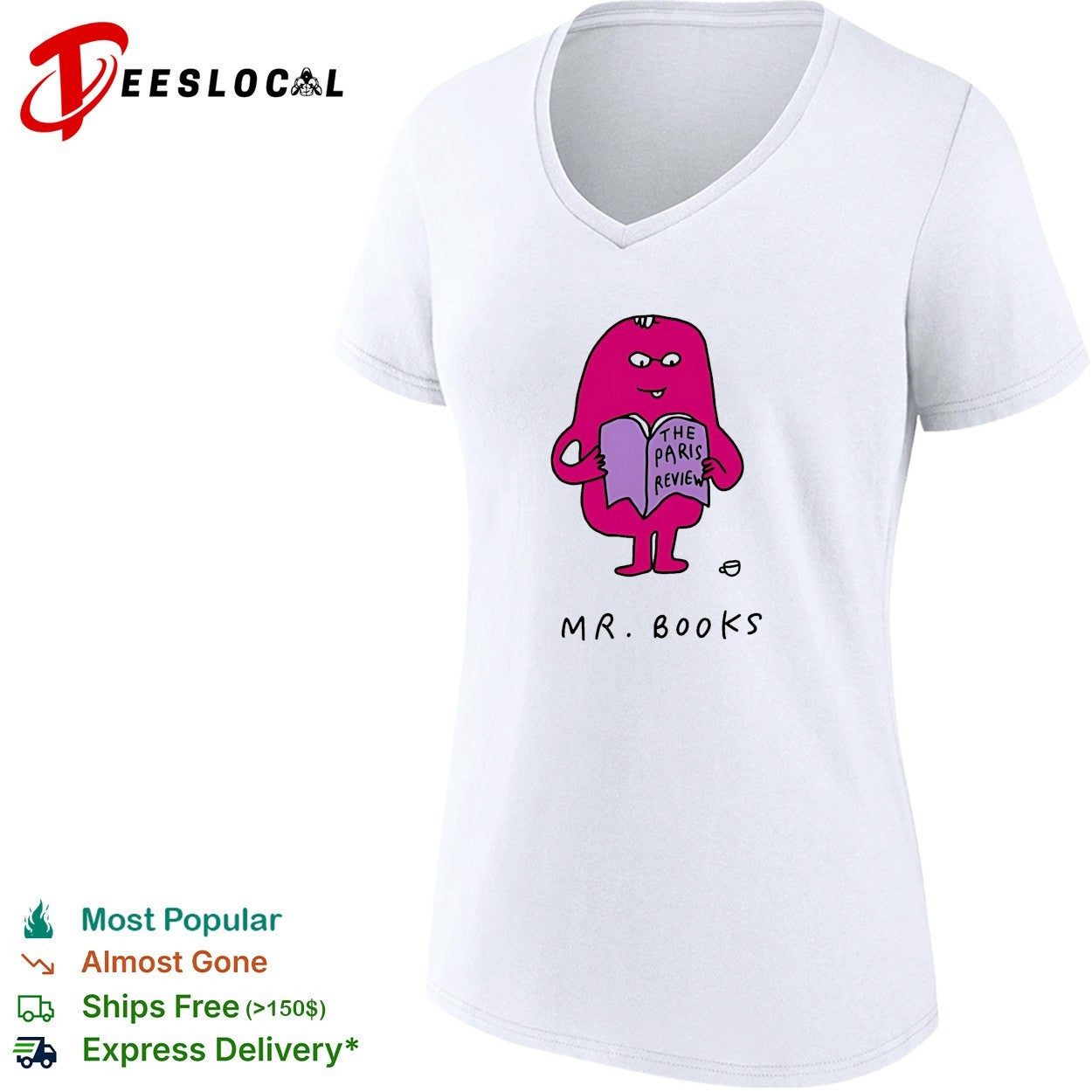Mr Books The Paris Review literary reading shirt