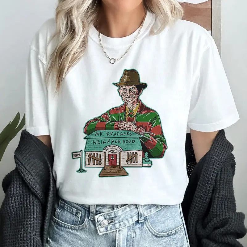 Mr Kruegers Neighborhood House Shirt Nightmare On Elm Street Movie Freddy Krueger Shirt Hoodie Sweatshirt | PrintMintTees.com