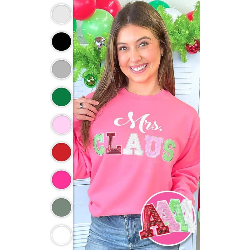 Mrs Claus Sequin Christmas Graphic Sweatshirt Shirt Hoodie | PrintMintTees.com