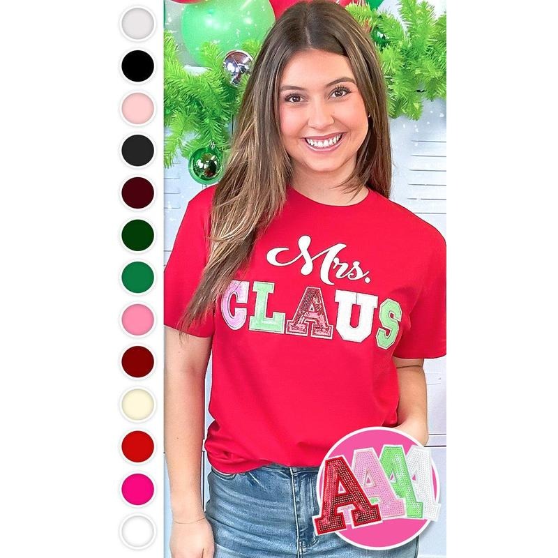 Mrs Claus Sequin Christmas Graphic T-Shirt Hoodie Sweatshirt | PrintMintTees.com