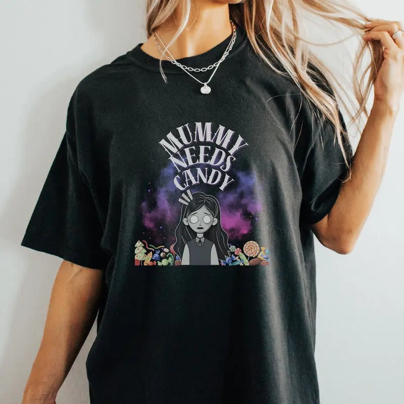 Mummy Needs Candy Funny Halloween Oversized Tshirt Gift For Mommy Halloween  Funny Shirt Oversized Zombie Tee Hoodie...