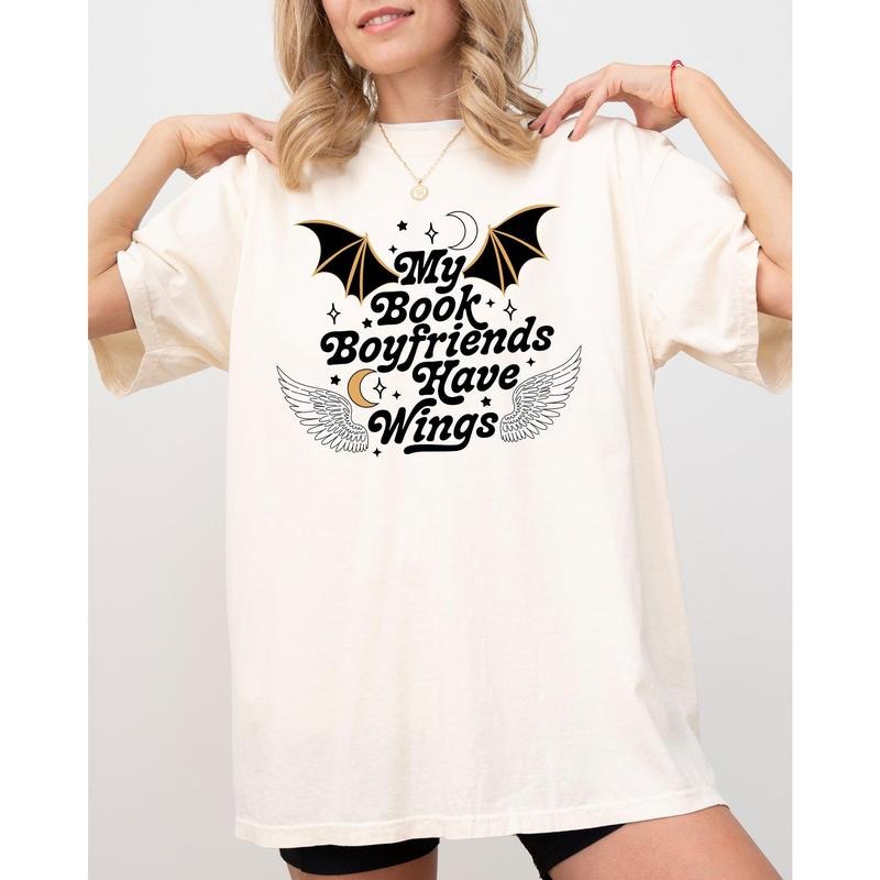 My Book Boyfriends Have Wings, ACOTAR, Bat Boys, SJM, Velaris, Rhysand, Azriel, Cassian Tshirt, Women's Comfort Color...