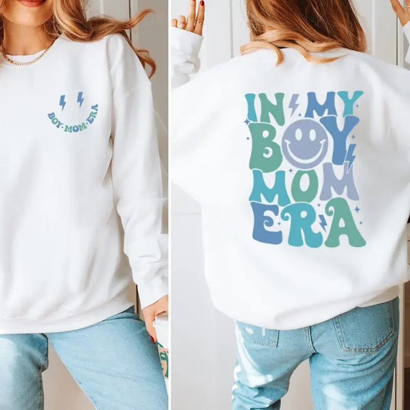My Boy Mom Era Front & Back Logo Sweatshirt Shirt Hoodie | PrintMintTees.com