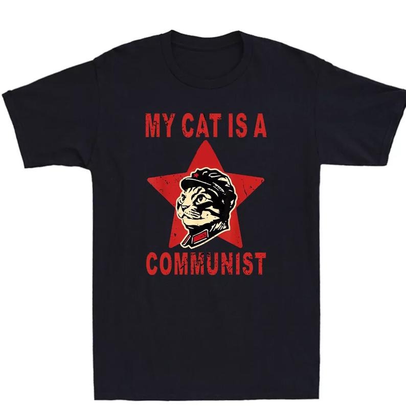 My Cat Is Communist Funny Soviet Cat Meme Humor Saying Vintage Shirt Menswear Womenswear Gildan T-Shirts, Hoodie, Sweatshirt
