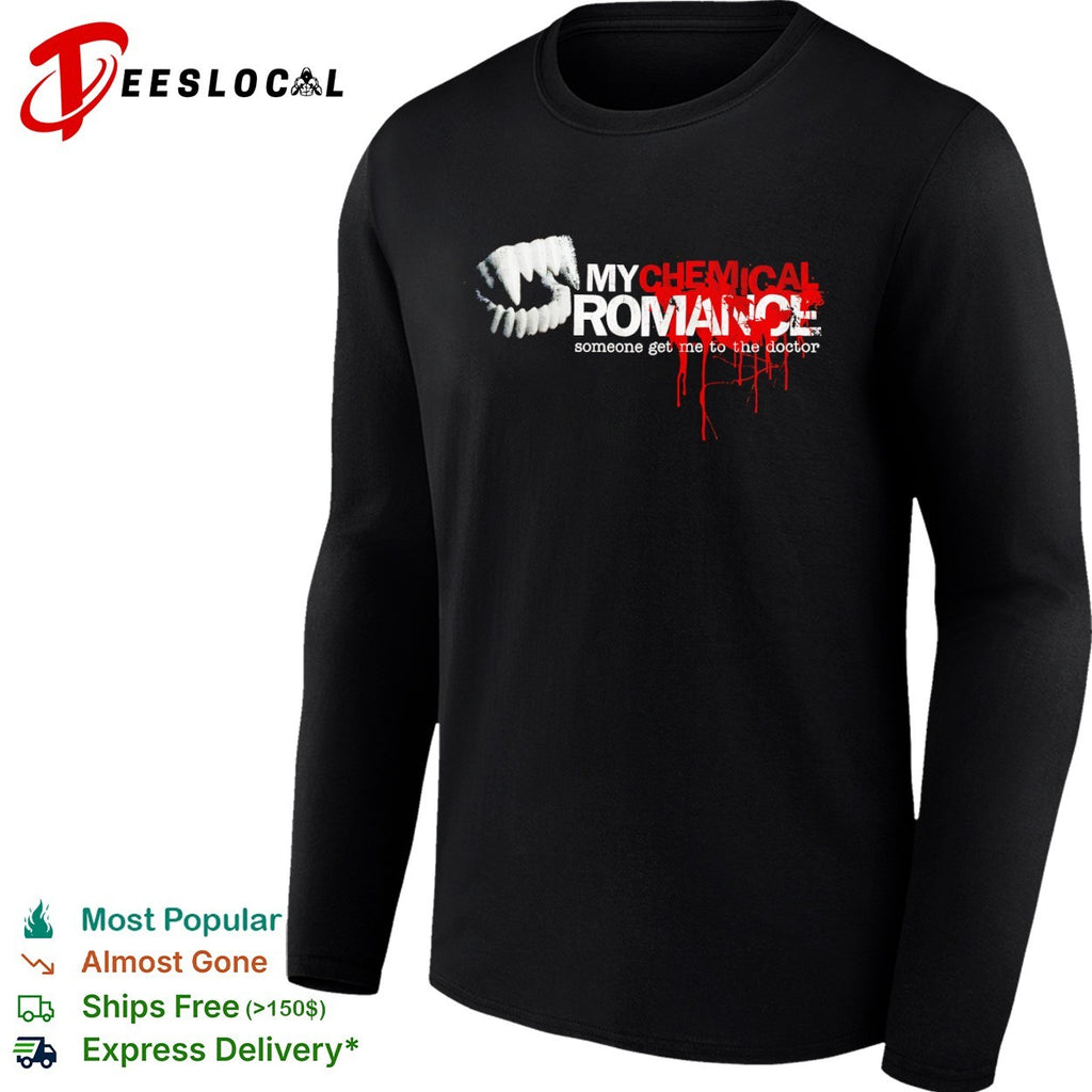 My Chemical Romance someone get me to the doctor vampire teeth red drip shirt
