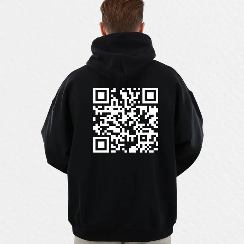 My Girlfriend Will K.ll You QR Code Back Print Hoodie, Funny QR Code Shirt, Boyfriend Gift From Girlfriend, Long Sleeve...