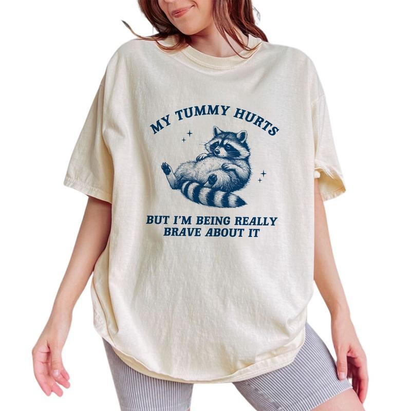My Tummy Hurts But I'm Being Really Brave About It Shirt, Unisex Meme Tee, Funny IBS Graphic Printed Tee, Silly Cartoon...