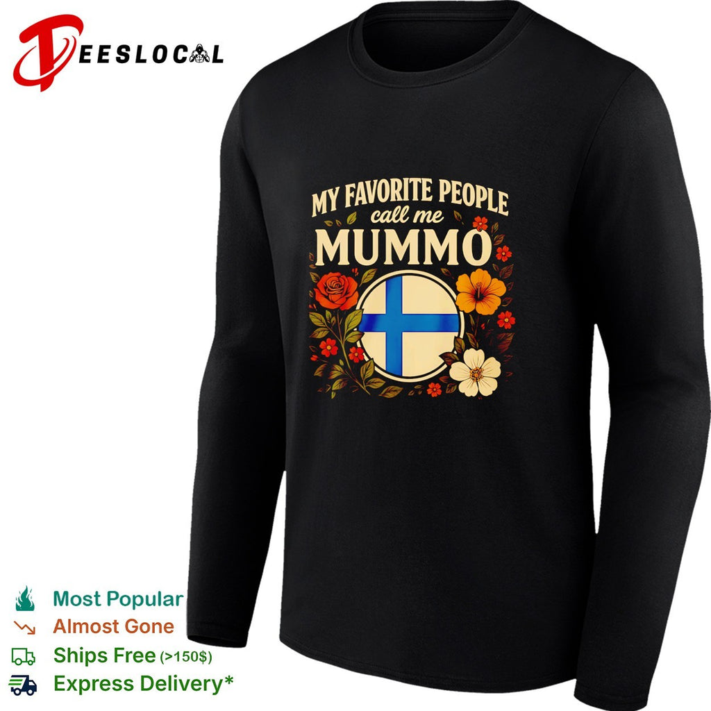 My favorite people call me Mummo Finland flag floral shirt