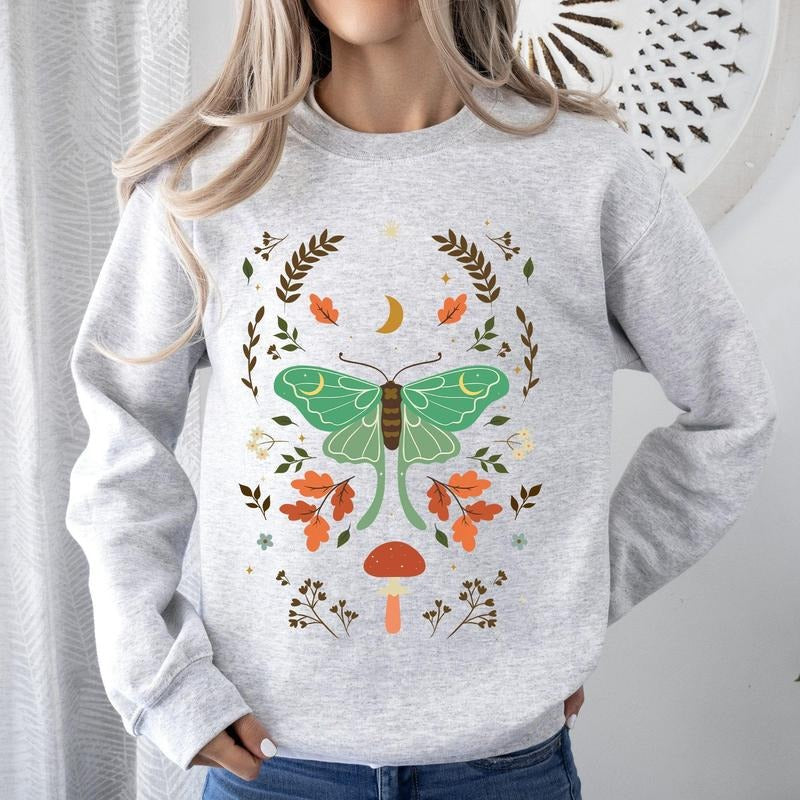 Mystical Moth Moon Enchanted Floral Night Sky Shirt Hoodie Sweatshirt