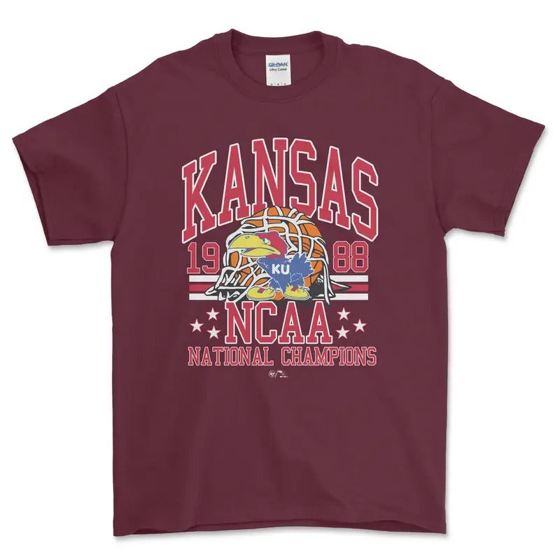 NCAA 1988 Kansas National Championship T-Shirt, graphic vintage sports tees for men Hoodie Sweatshirt | PrintMintTees.com