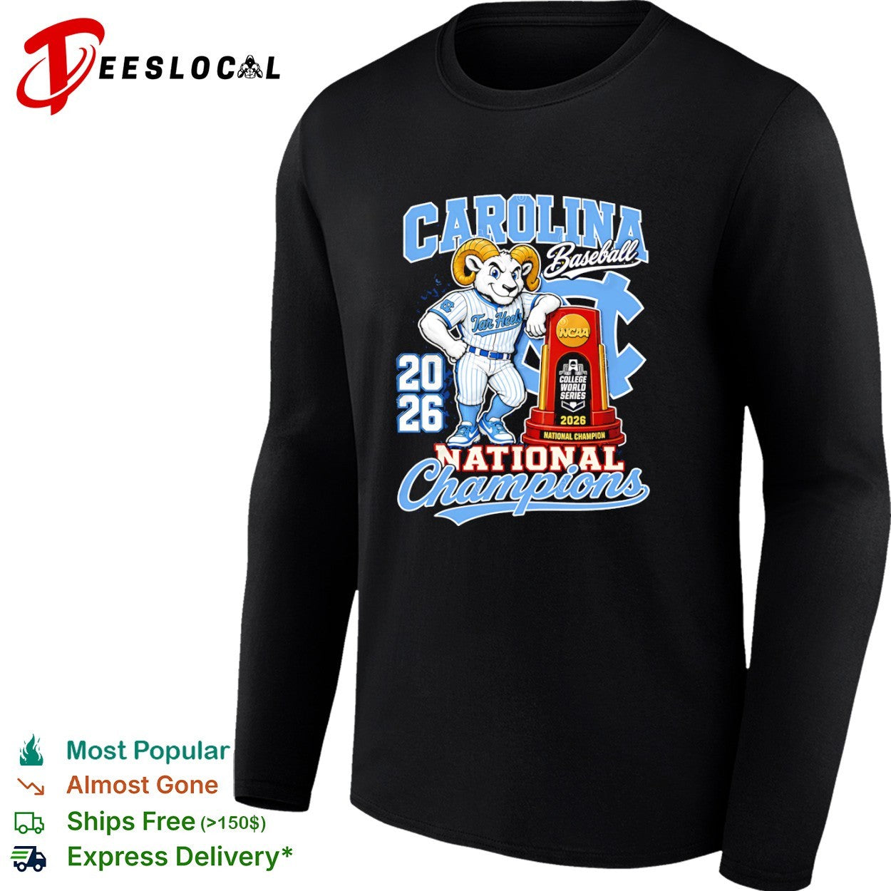 NCAA Carolina Tar Heel Baseball 2026 National Champions Rameses shirt