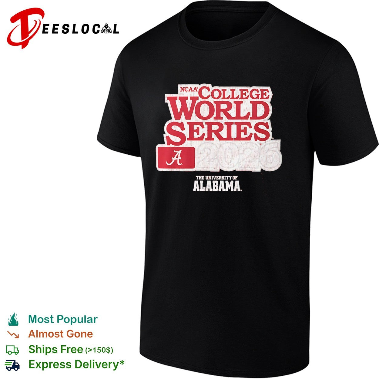 NCAA College World Series 2026 The University of Alabama logo shirt