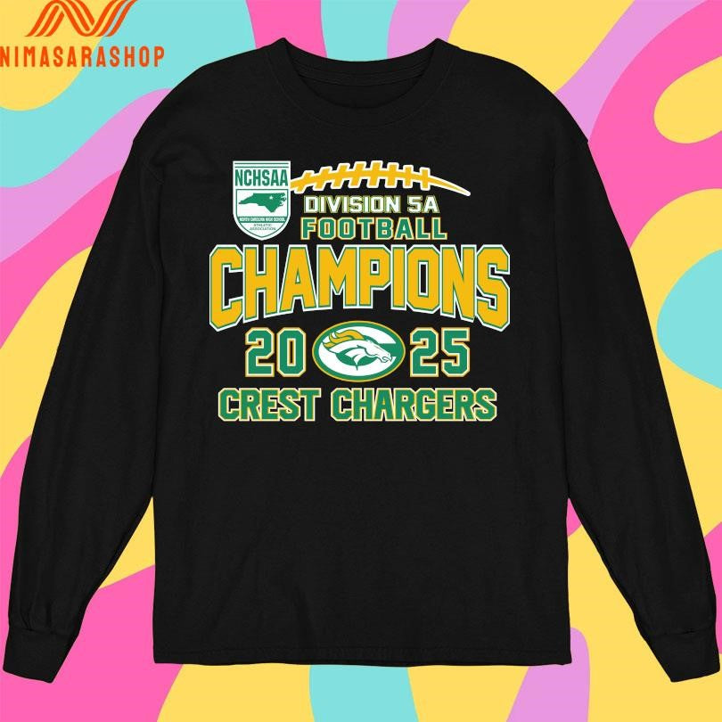 NCHSAA Division 5A Football Champions 2025 Crest Chargers Shirts
