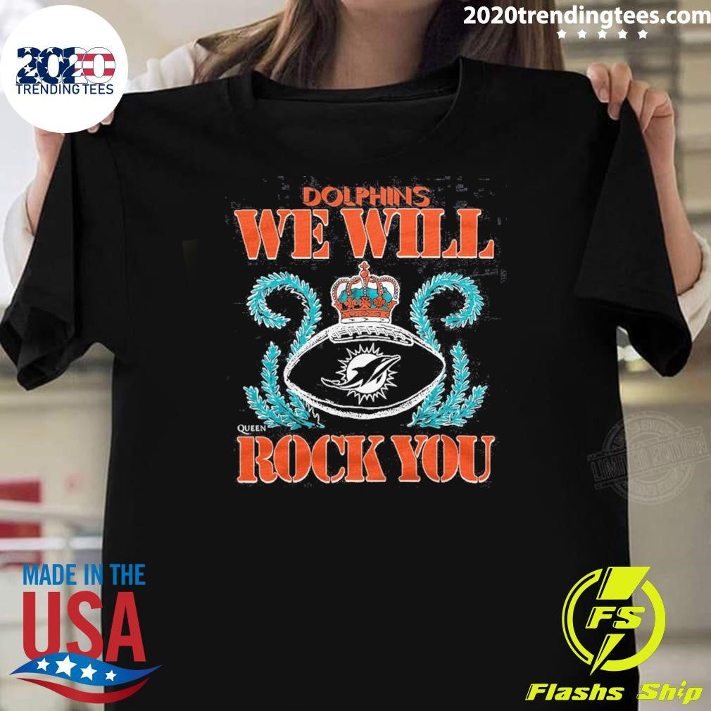 NFL 2026 Miami Dolphins Homage We Will Rock You Schedule Queen Tri-Blend Shirt