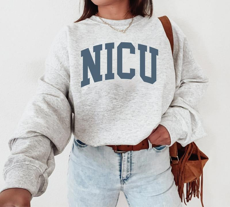 NICU Nurse Sweatshirt, Vintage Aesthetic Varsity Neonatal Intensive Care Unit Shirt, Nursing School Graduation, Nurse...