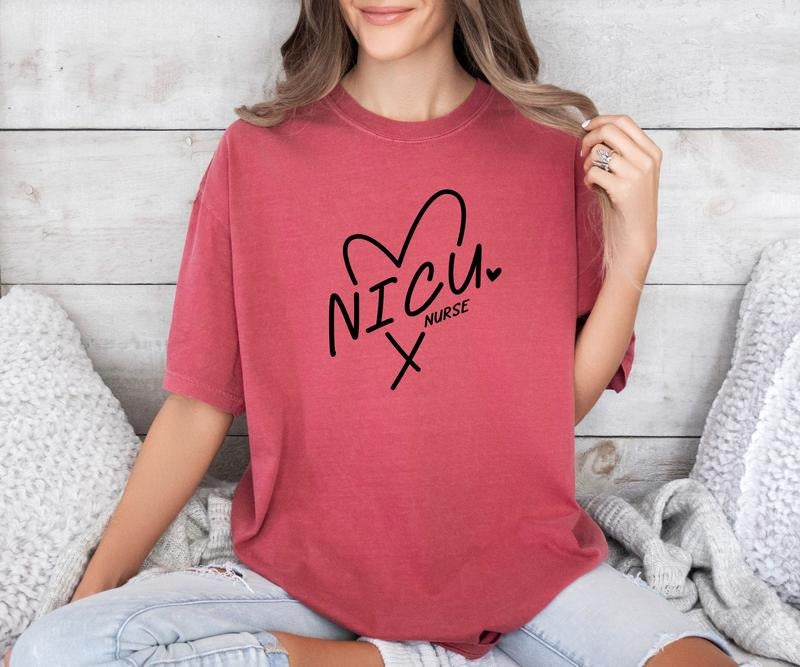 NICU Nurse with Heart Comfort colors Tee shirt Hoodie Sweatshirt | PrintMintTees.com