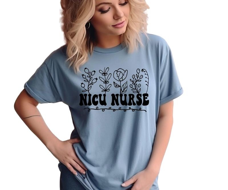 NICU Nurse with flowers Comfort colors Tee shirt Hoodie, Sweatshirt | PrintMintTees.com