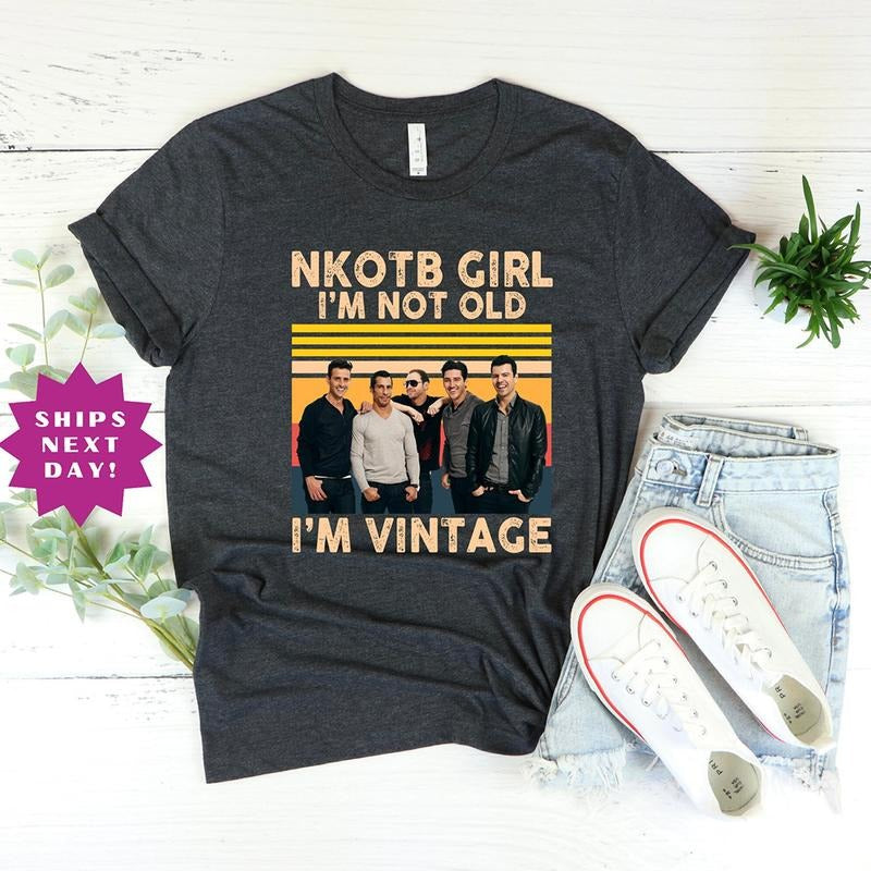 NKOTB Vintage Girl Shirt - New Ki On The Block 2024 Tour Concert Shirt Music Print Short Sleeve T-Shirt Vintage 90s Tee...