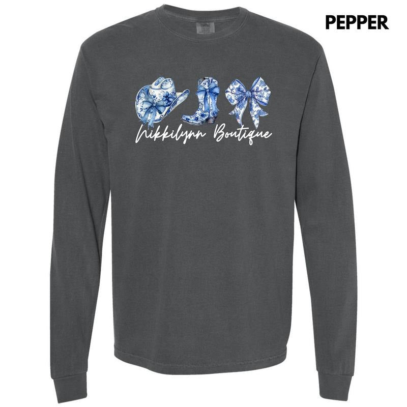 NLB MERCH - Blue Floral Trio Long Sleeve Comfort Colors T-Shirt 'NLB' Hoodie, Sweatshirt | PrintMintTees.com