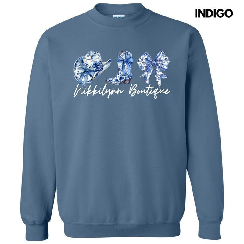 NLB MERCH - Blue Floral Trio Sweatshirt 'NLB' T-Shirts, Hoodie | PrintMintTees.com