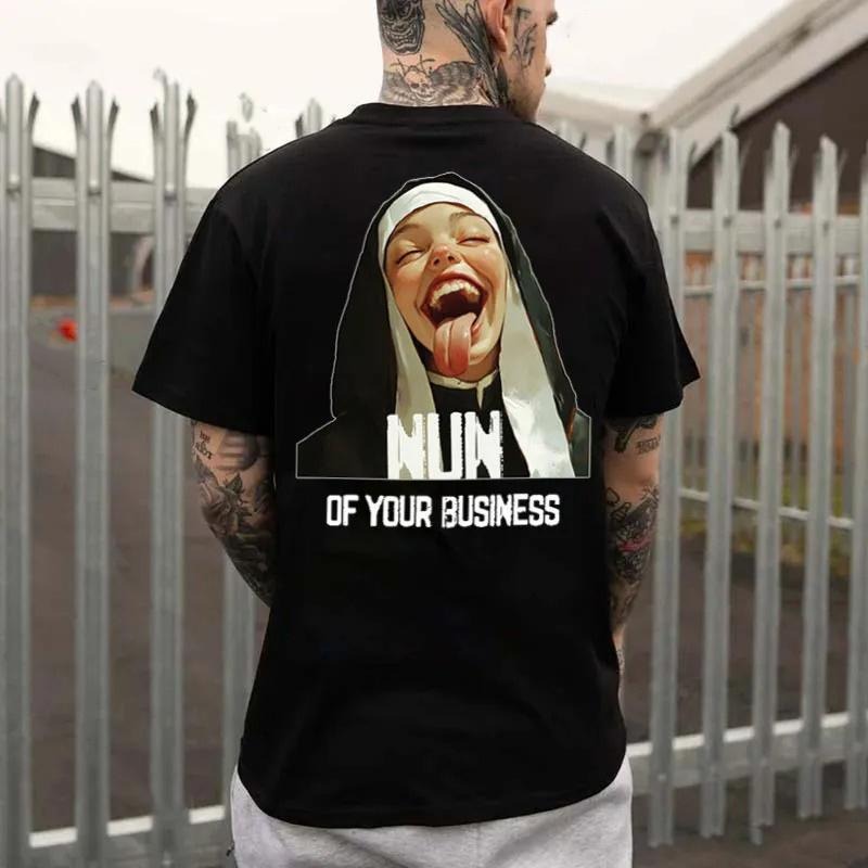 NUN OF YOUR BUSINESS Laughing Nun Print Men's T-Shirt Hoodie Sweatshirt | PrintMintTees.com