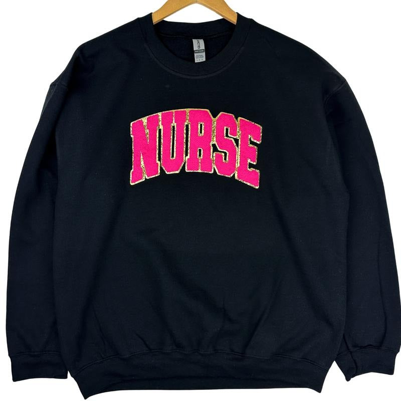 NURSE Chenille Patch Sweatshirt T-Shirts, Hoodie | PrintMintTees.com