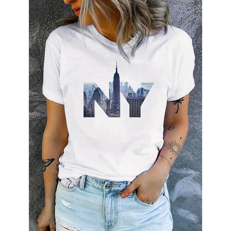 NYC Women'S Printed T-Shirt for Summer Casual Streetwear, Featuring Soft And Comfortable Fabric. style 02 Hoodie Sweatshirt