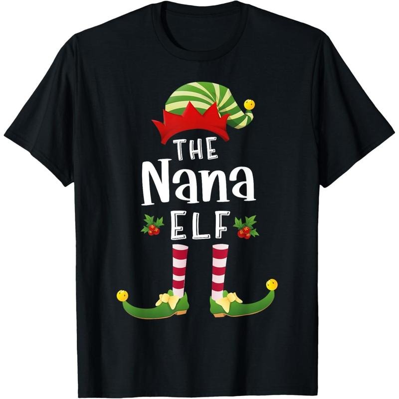 Nana Christmas Elf Matching Pajama X-Mas Party T-Shirt Hoodie Sweatshirt | PrintMintTees.com